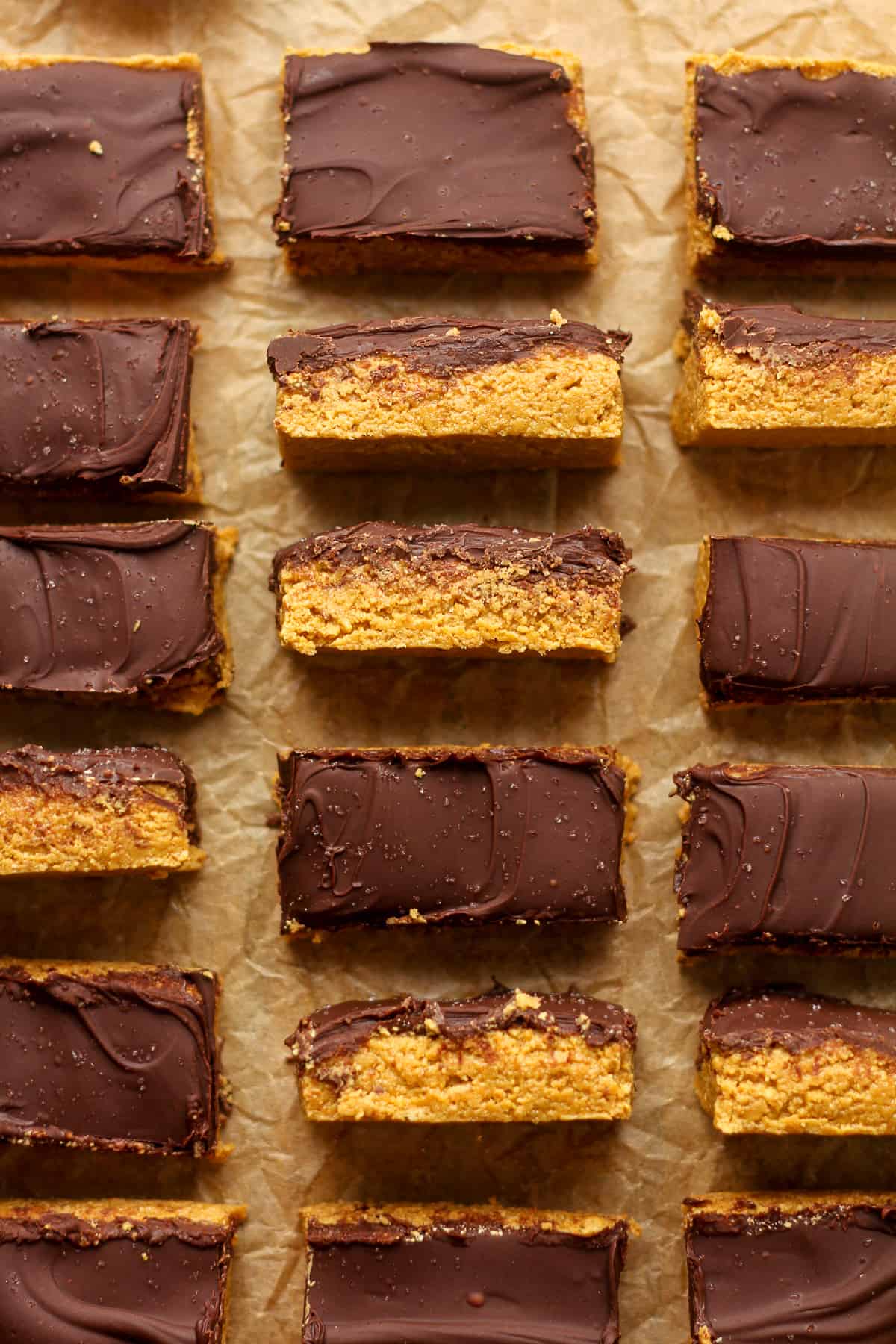 A bunch of easy peanut butter bars.