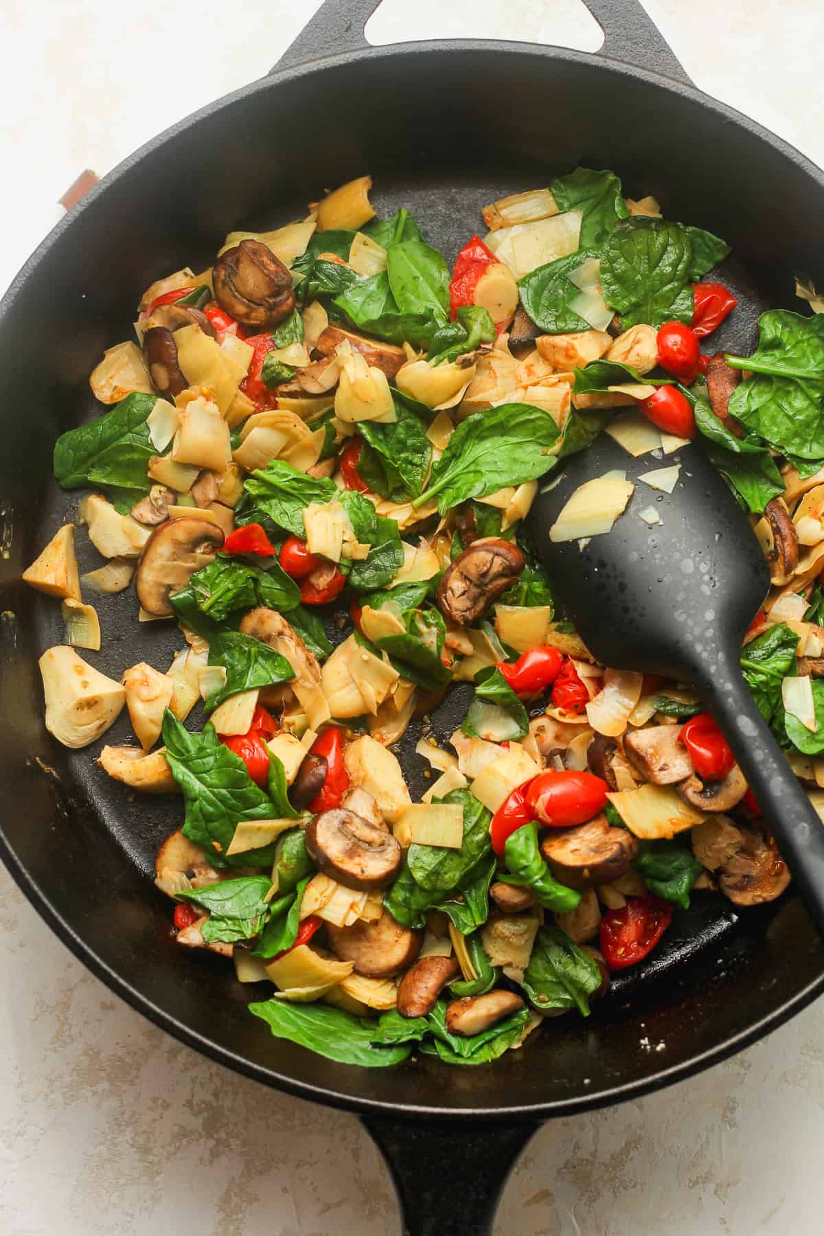 A pan of the sauteed veggies.