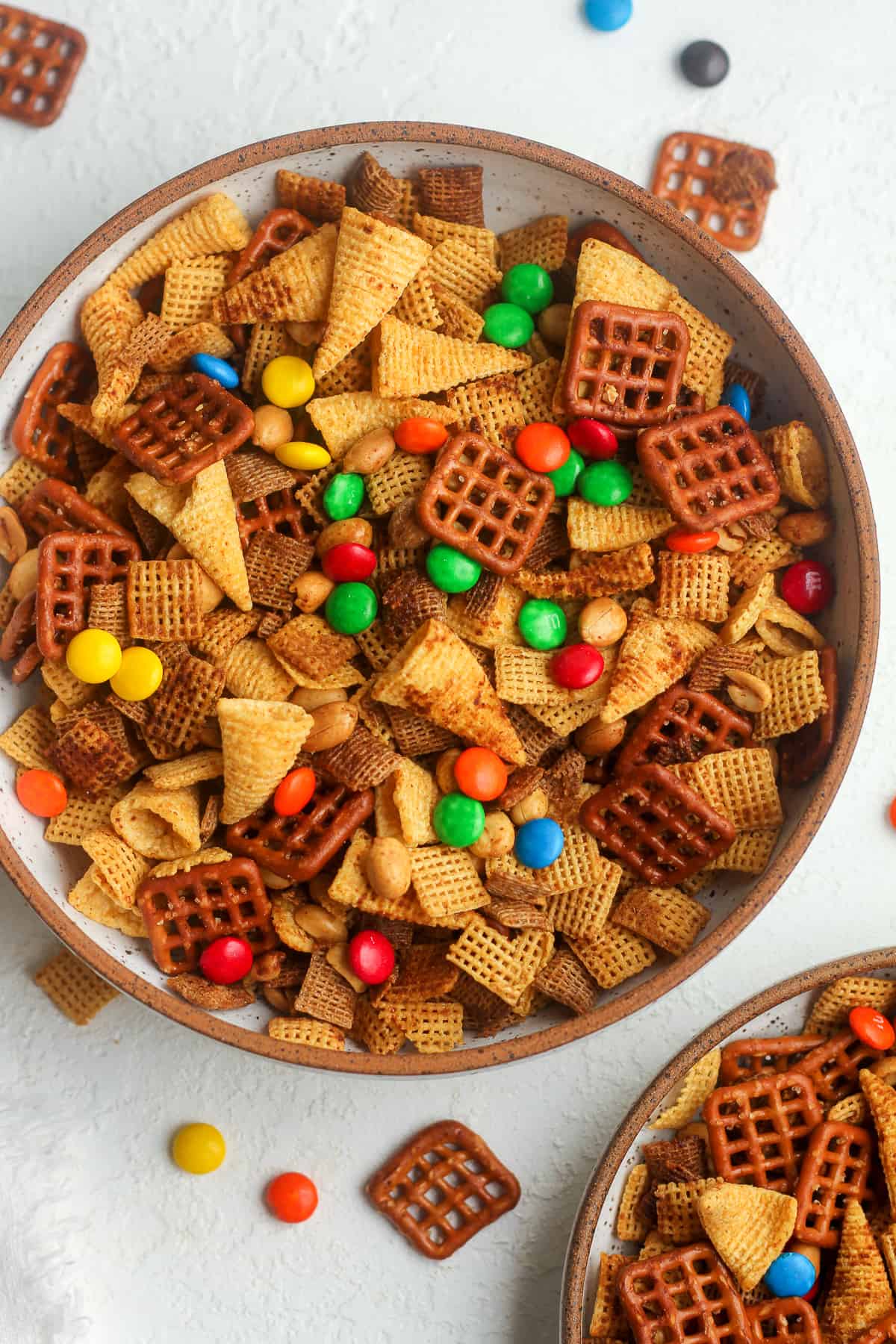 A bowl of the bold chex mix.