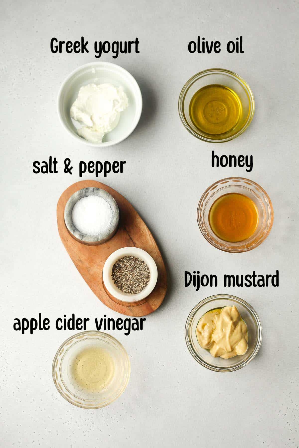 The ingredients for the honey mustard dressing.