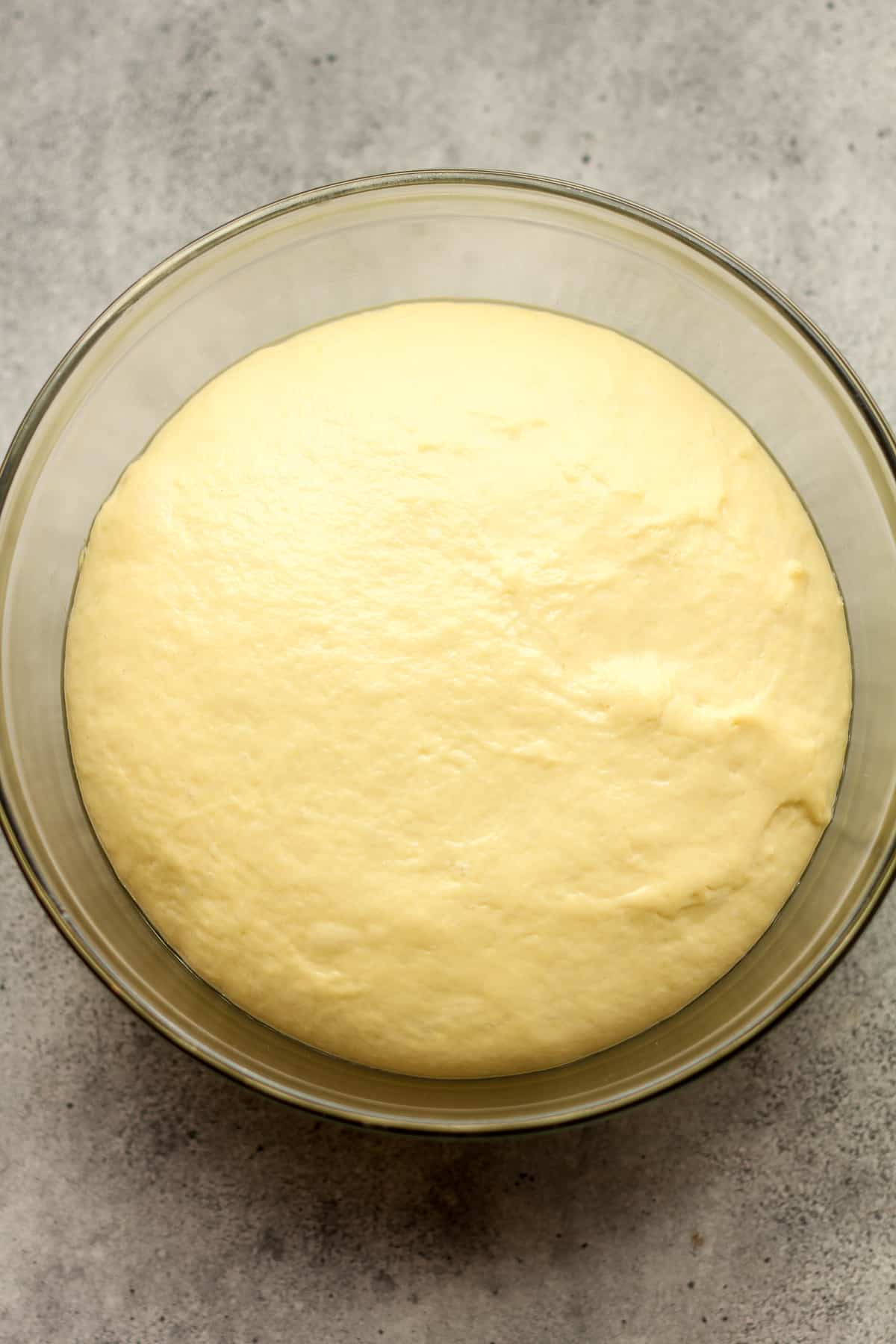 A bowl of the bread dough.