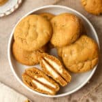 A plate of stuffed pumpkin cheesecake cookies.