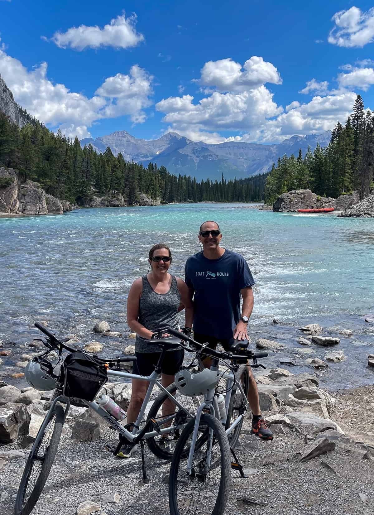 Mike and I by our bikes on Bow Valley Creek.