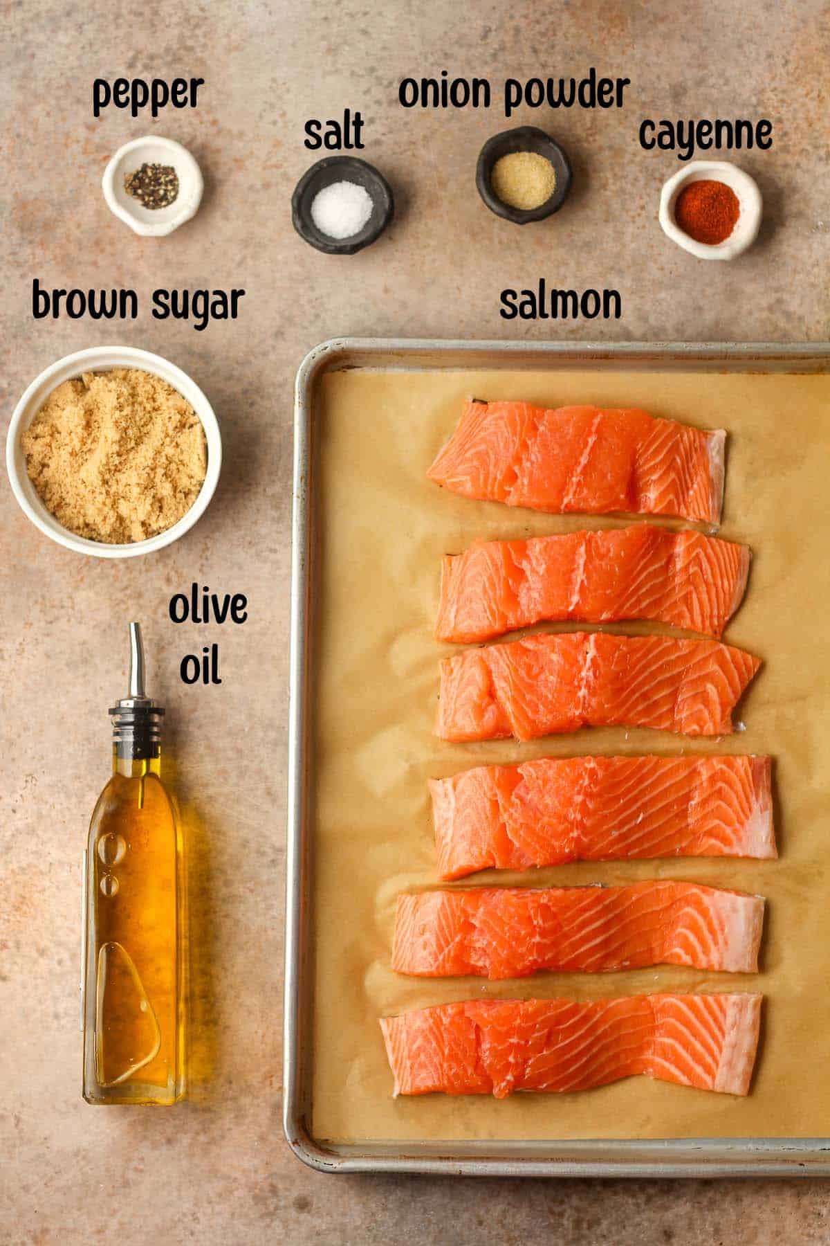 The ingredients for the smoked salmon.