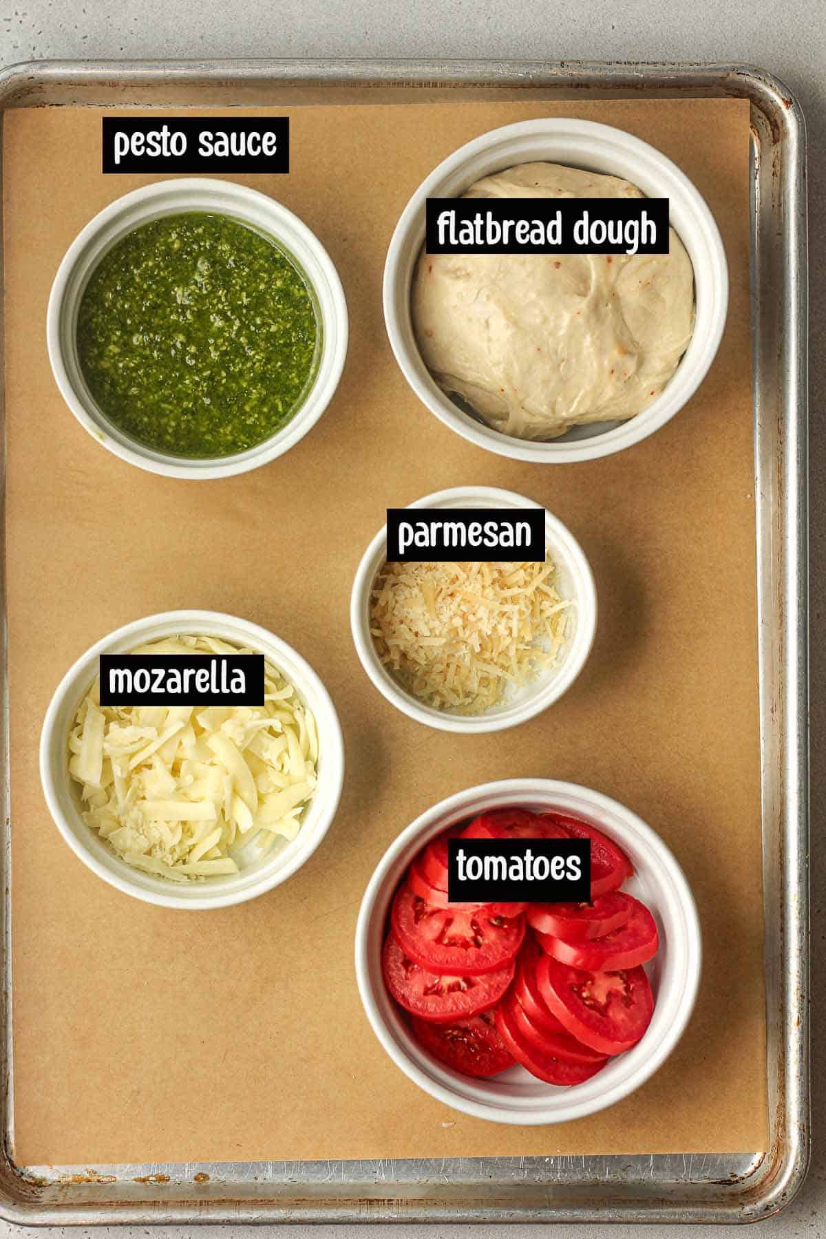 The ingredients for the flatbread pizza.