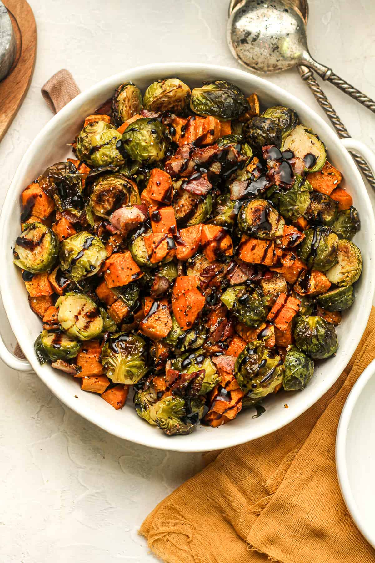 Balsamic Glazed Brussels Sprouts and Sweet Potatoes