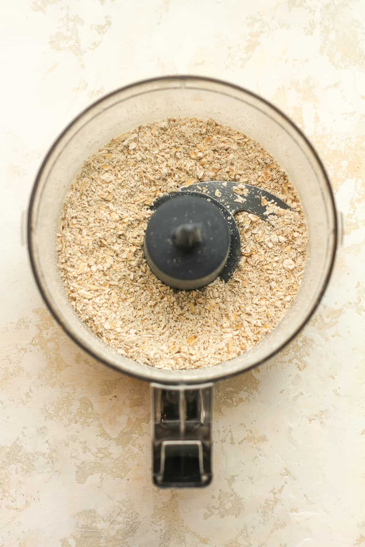 A mini food processor of oatmeal.