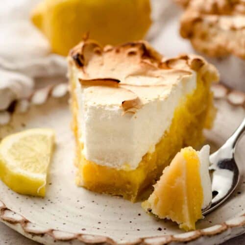 A slice of lemon meringue pie.
