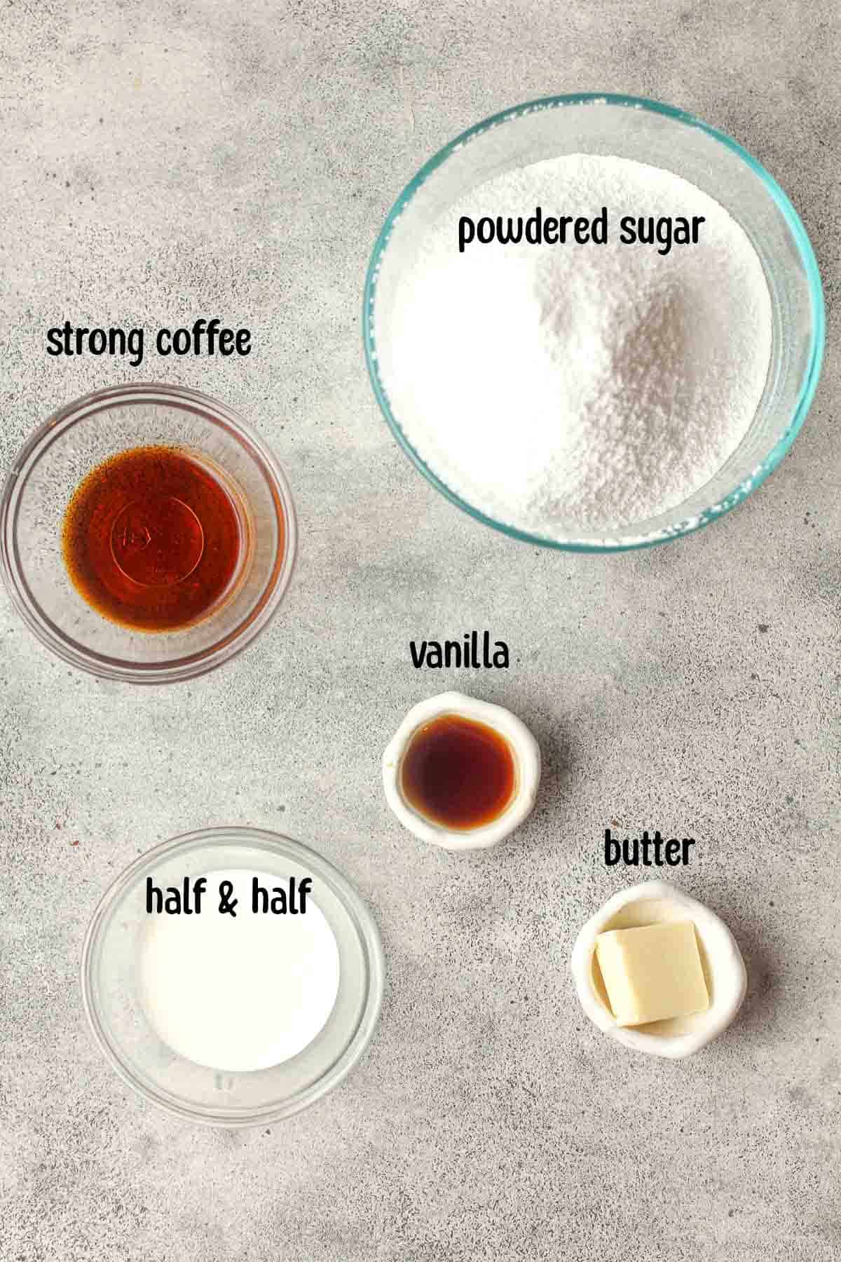 Ingredients for the icing.