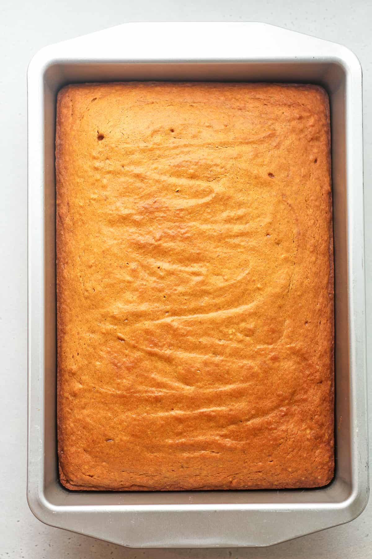 The pumpkin cake in the 9x13 pan.