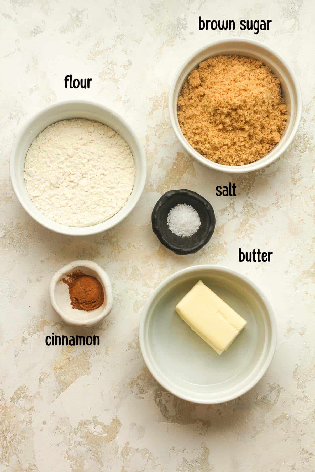 The streusel cake ingredients.