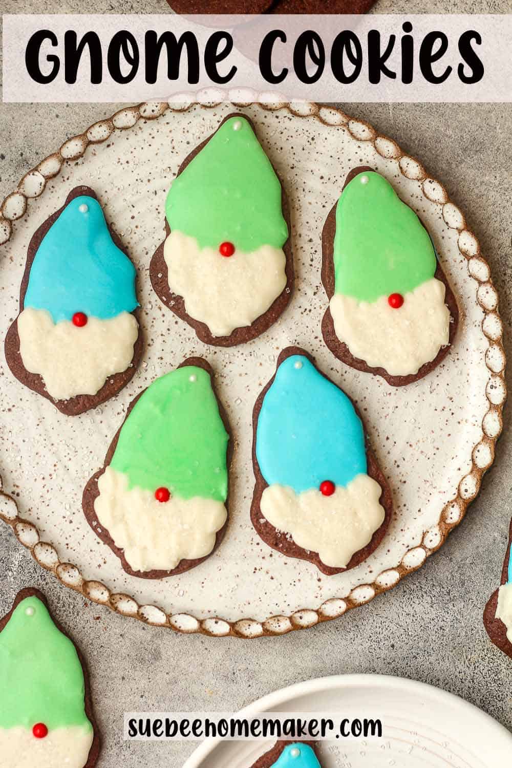 A large plate of gnome cookies.