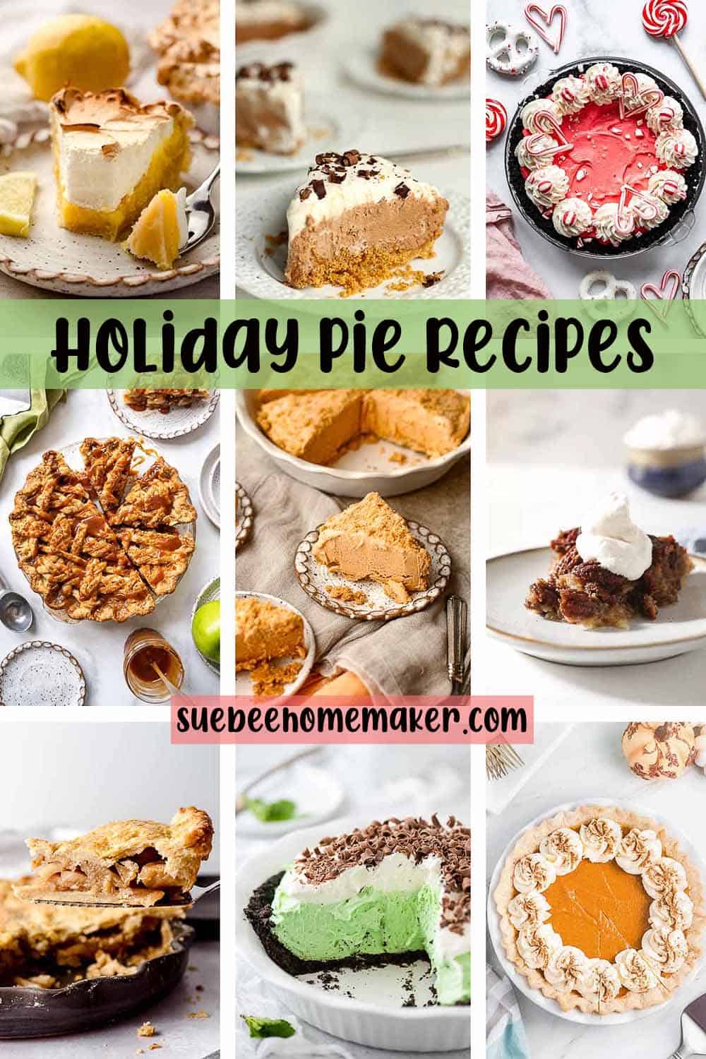 A collage of holiday pie recipes.