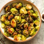 A bowl of teriyaki Brussels sprouts.