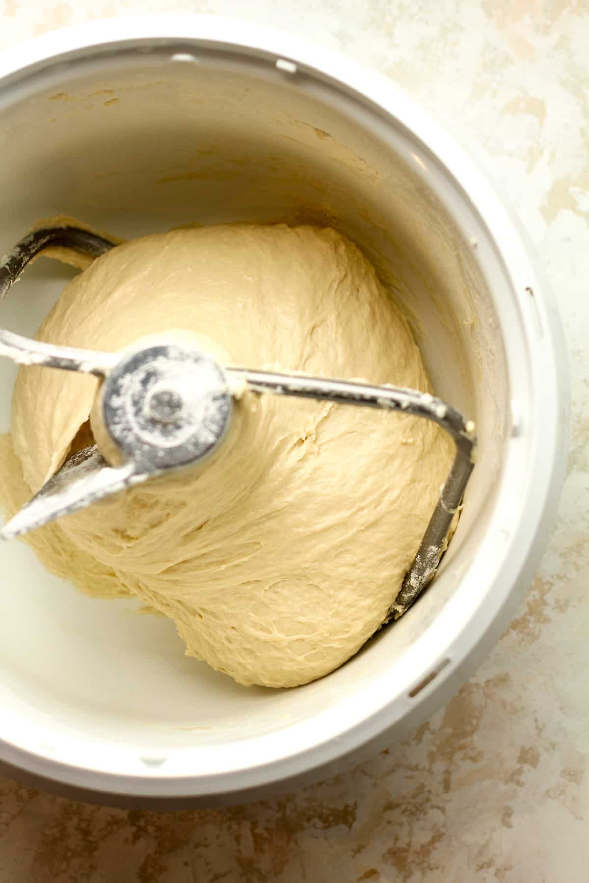 A mixer with the bread dough.