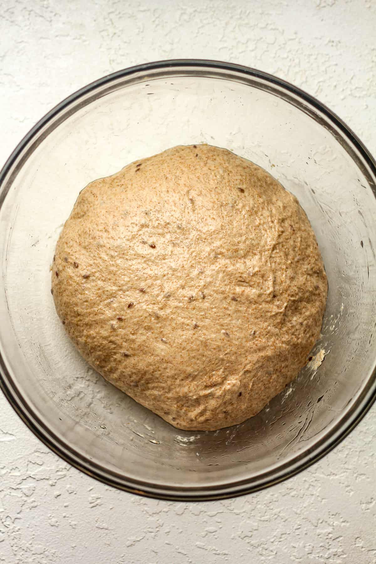 A bowl of the wheat bread dough.