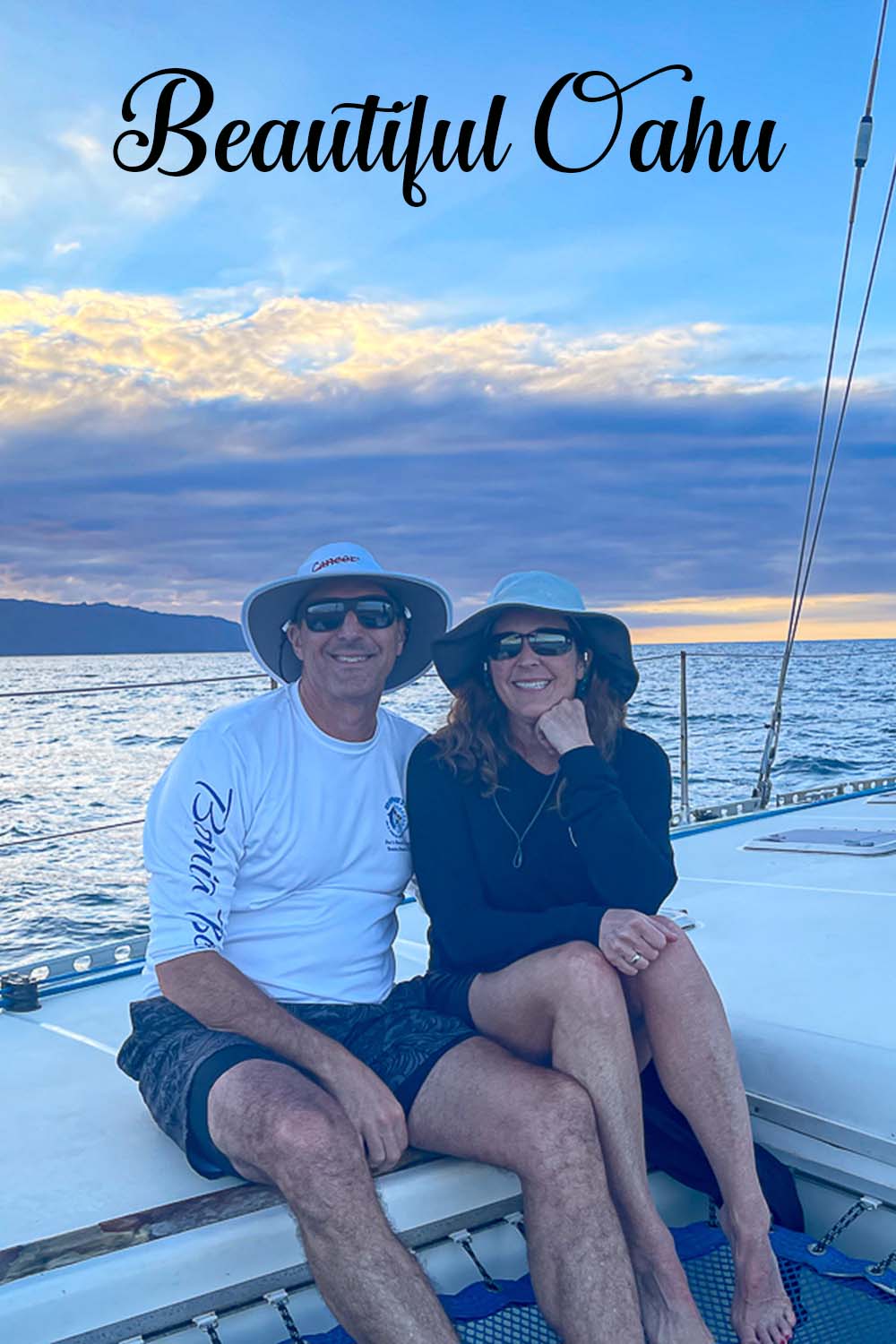 Mike and I on a catamaran in Oahu.