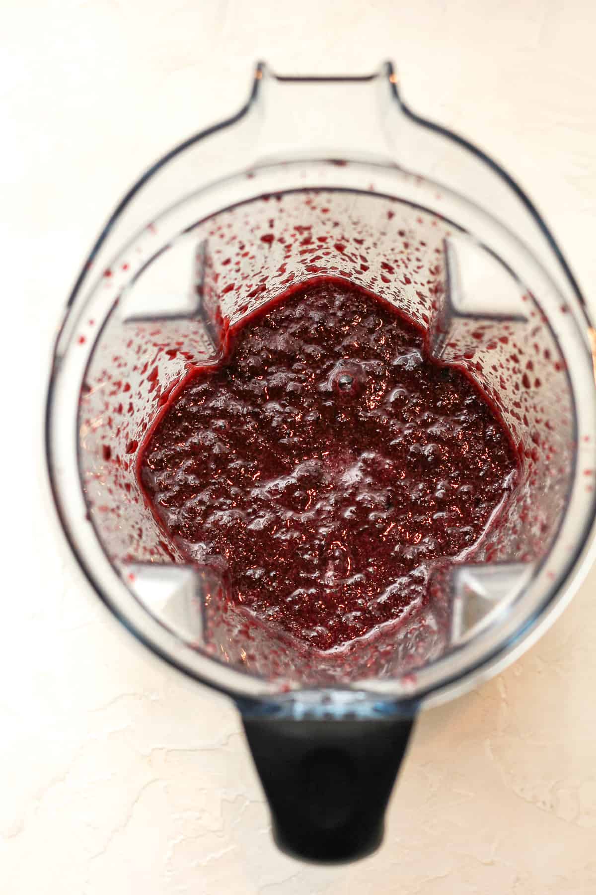 A blender with the pureed cherries.