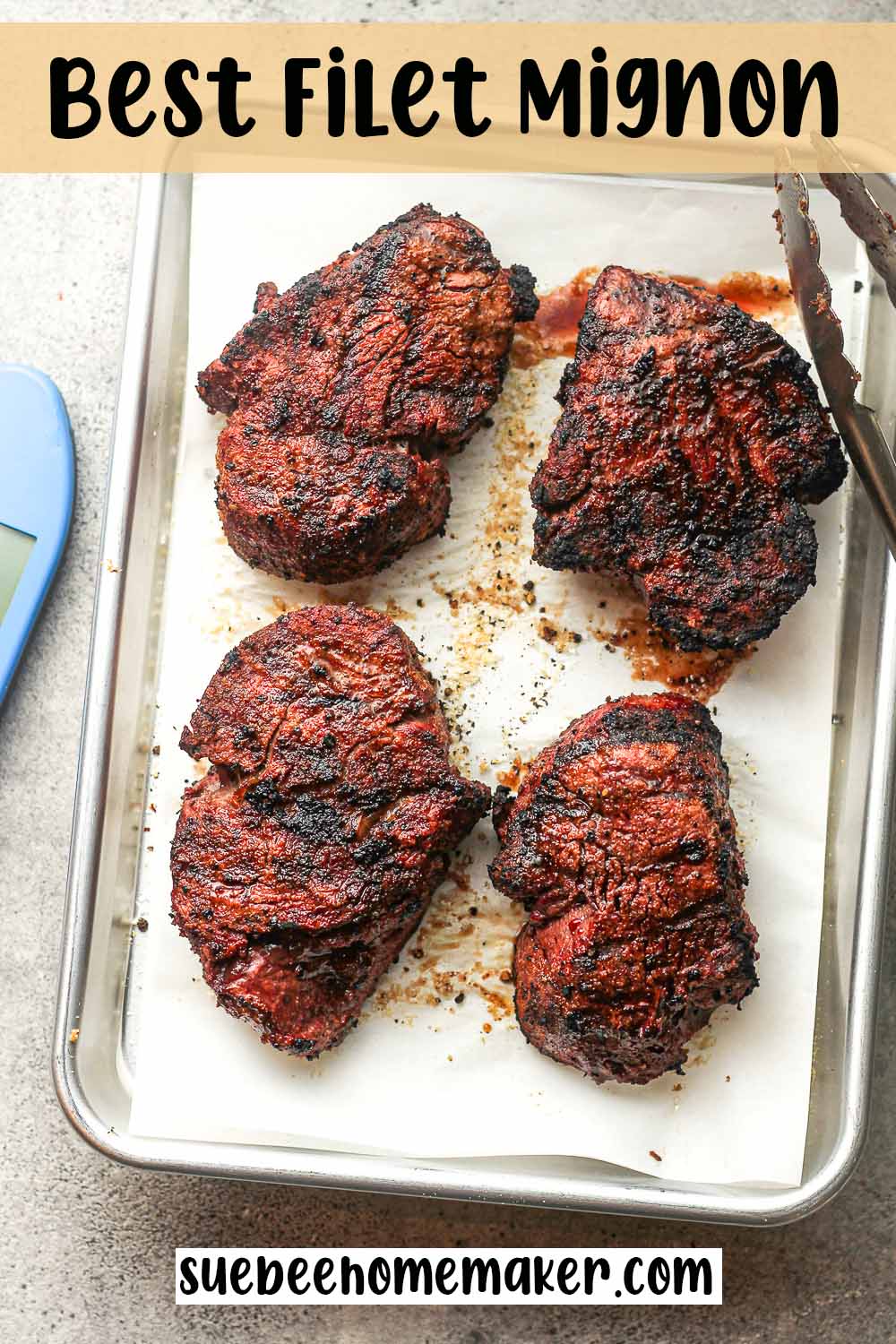 A tray of the Best filet mignon after grilling.
