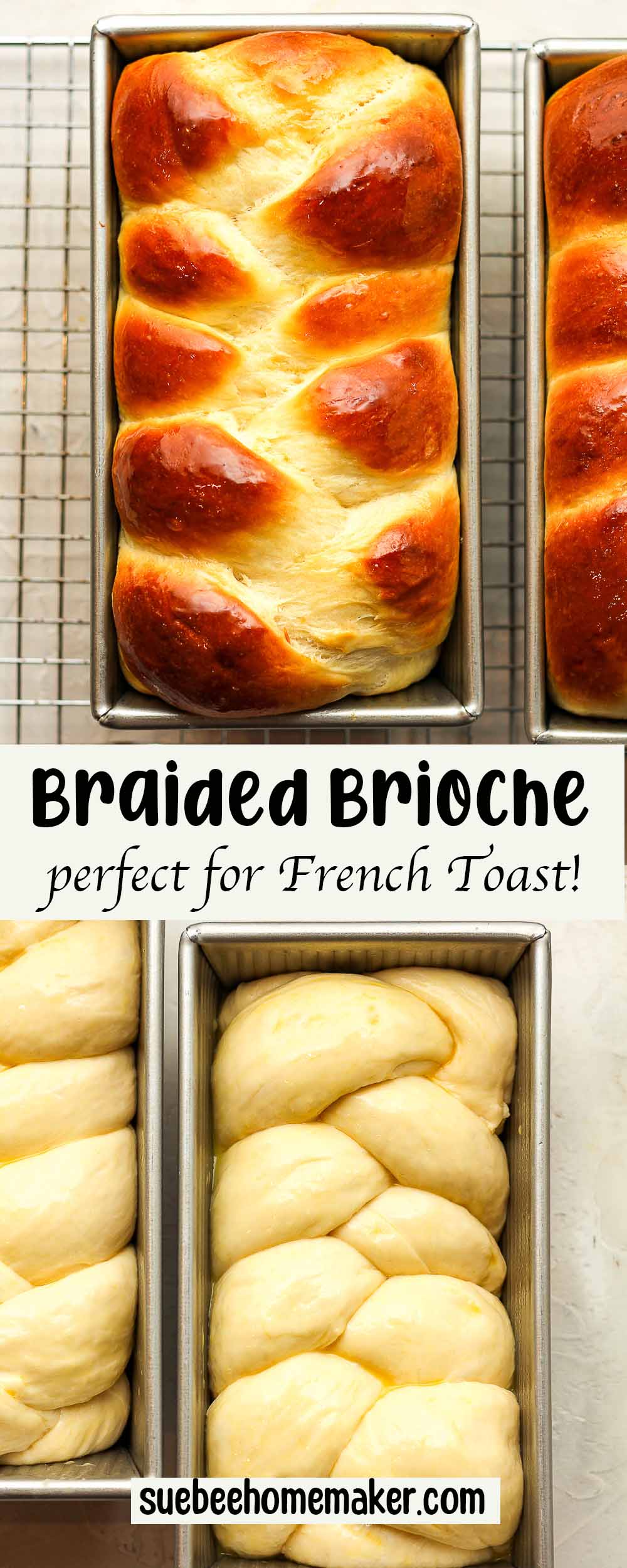 A collage of braided brioche bread.