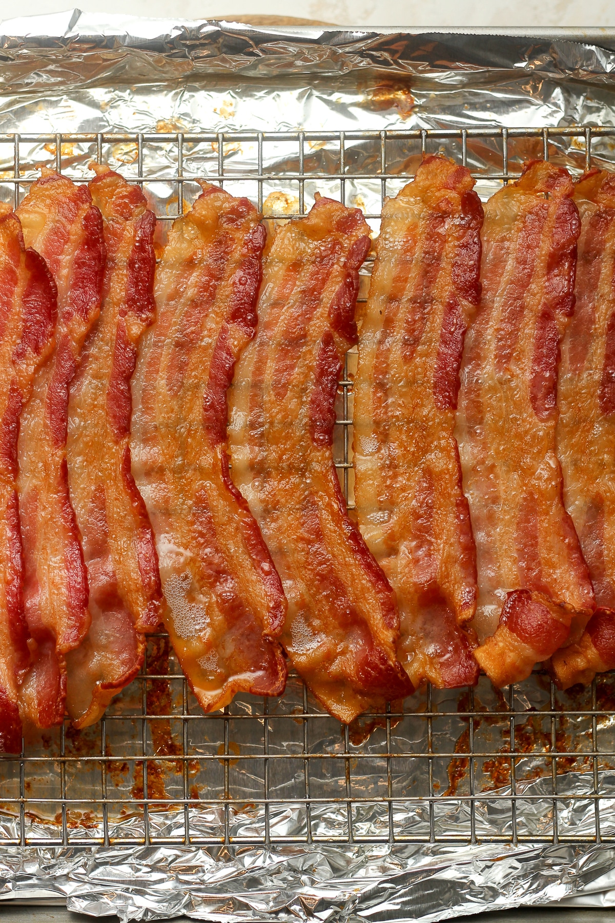 A pan of the baked bacon.