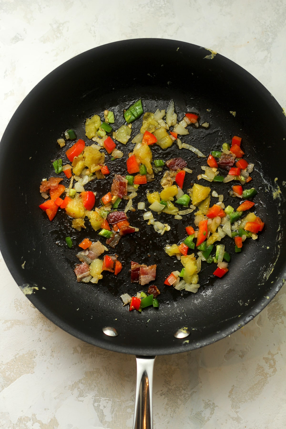 A pan of the sautéed veggies.