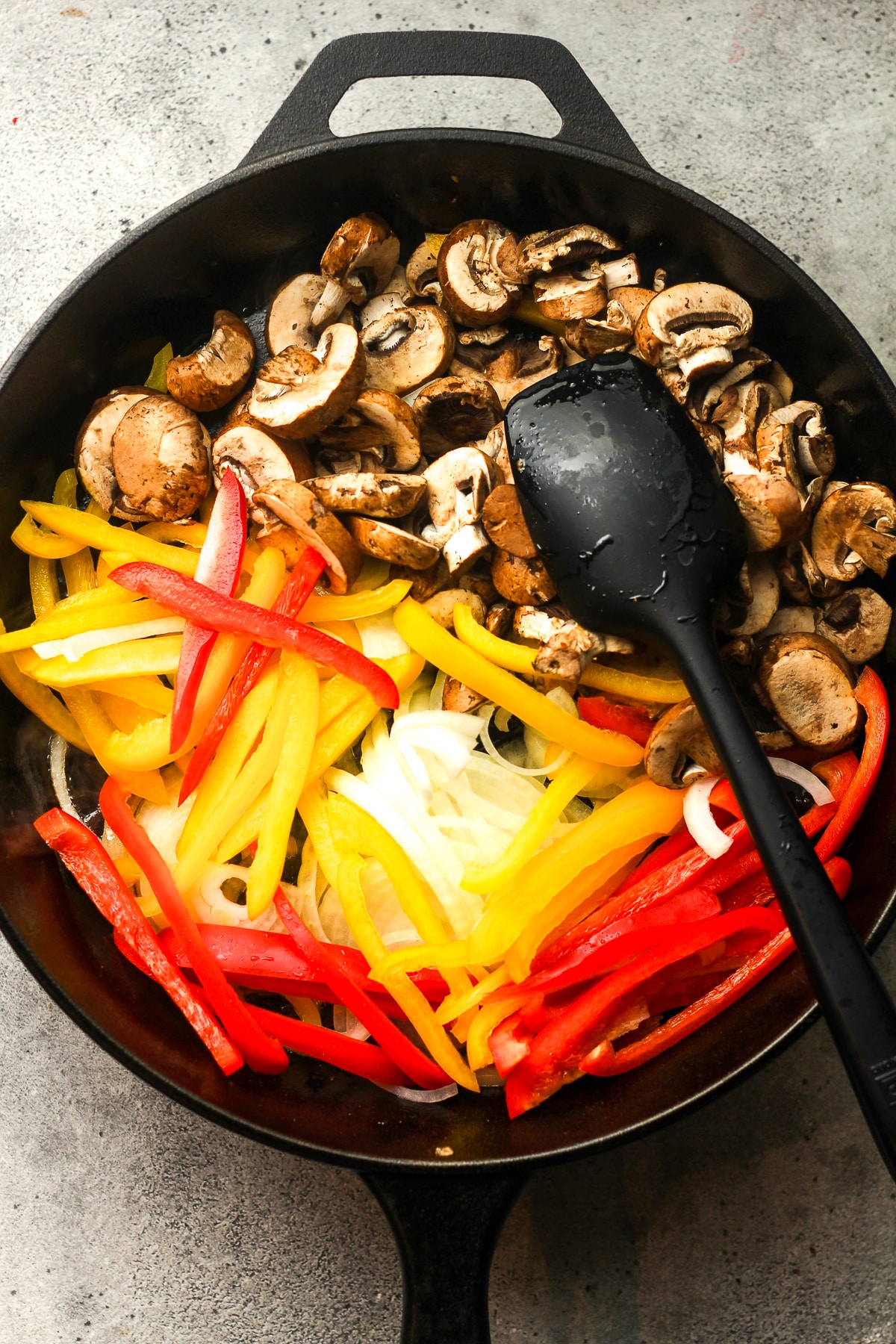 A skillet of the veggies.