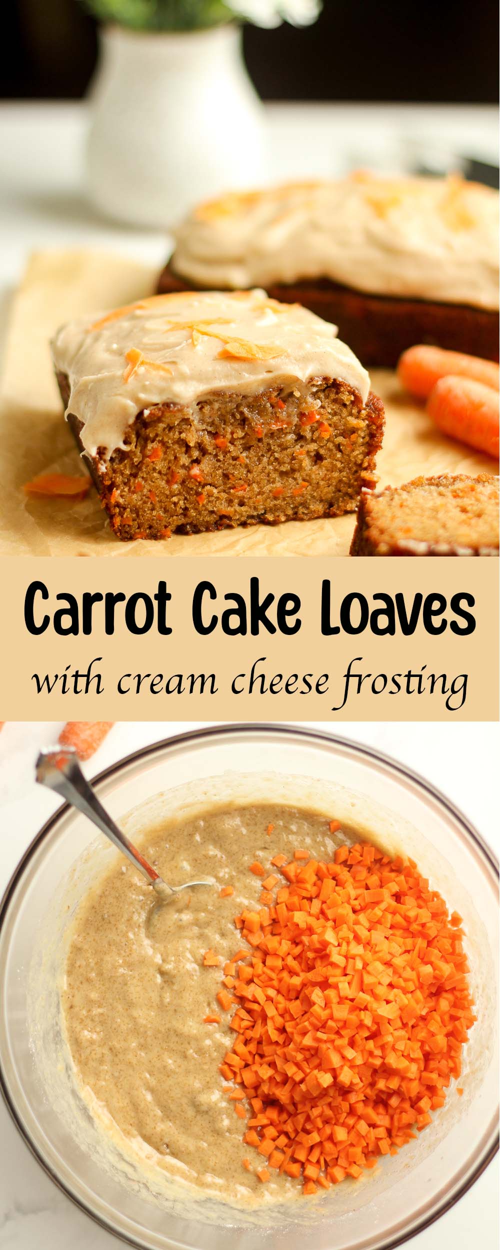 A collage of carrot cake loaves photos.