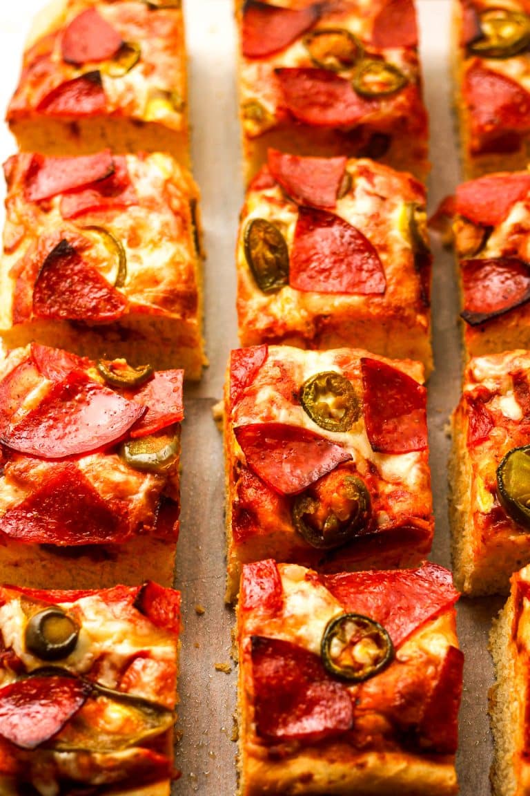 Focaccia Pizza with Pepperoni and Jalapenos - SueBee Homemaker