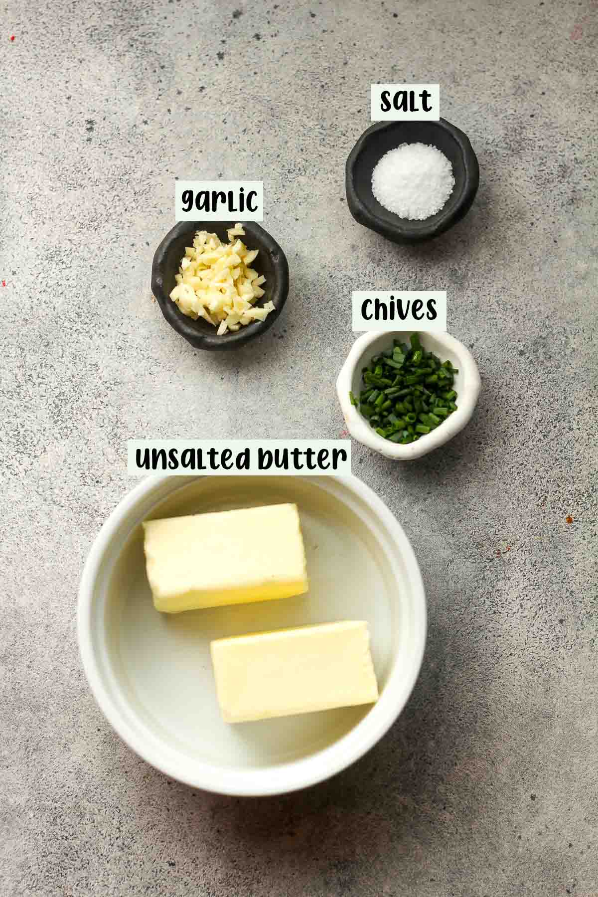 The garlic butter with chives ingredients.
