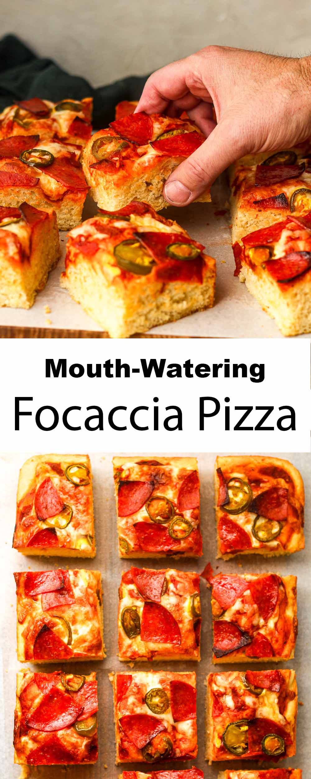 A collage of mouth-watering focaccia pizza.