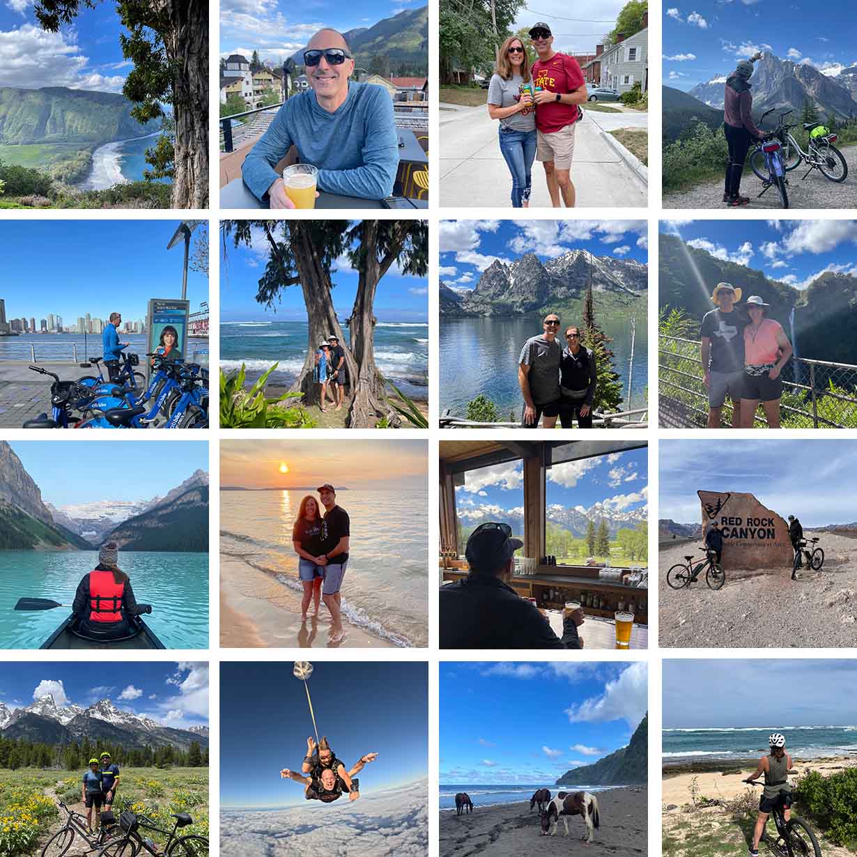 A collage of travel photos with me and Mike.