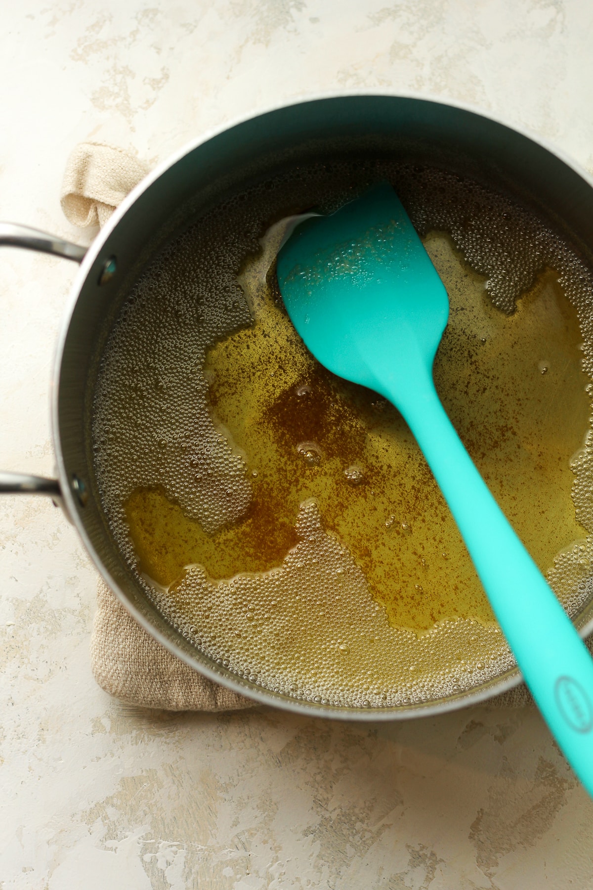 A pan of the browned butter.