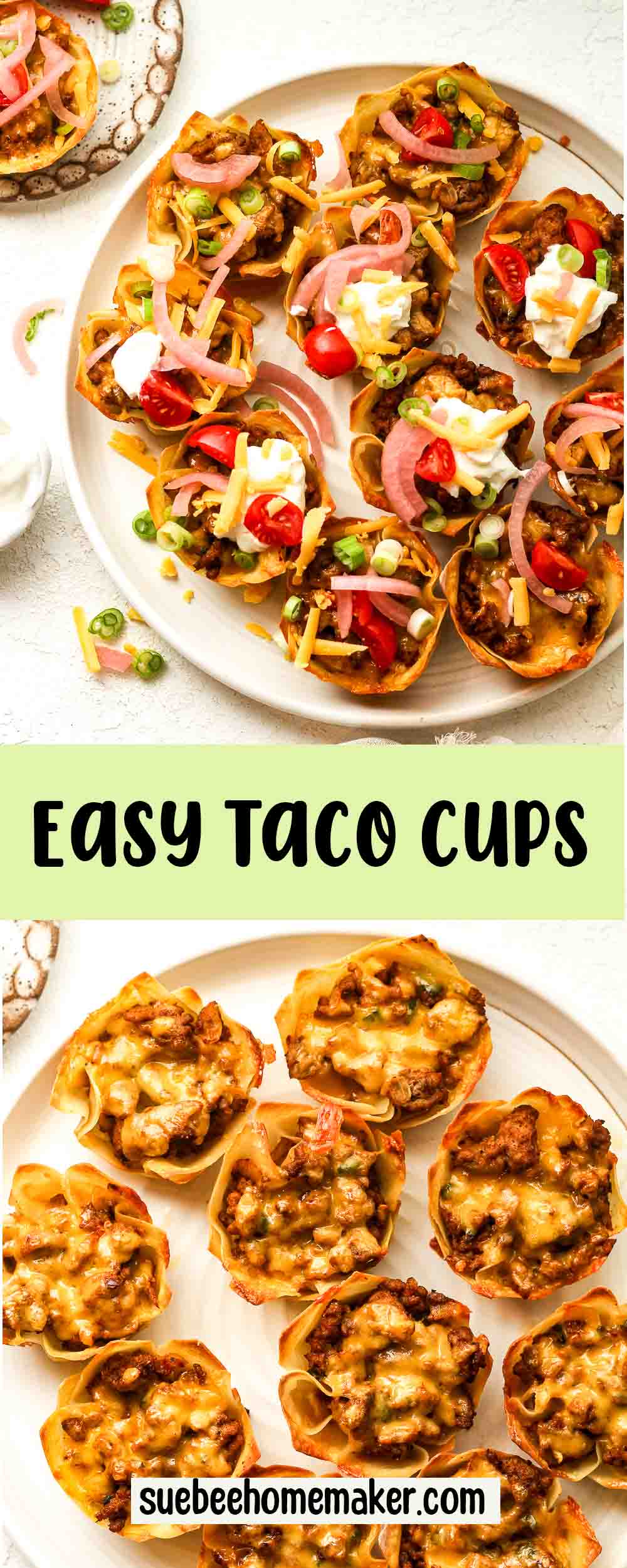 A collage of photos for easy taco cups.