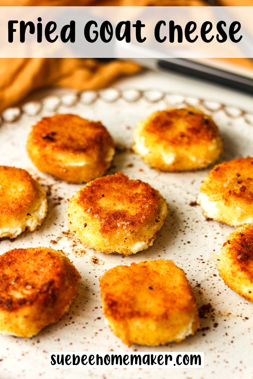 A plate of fried goat cheese rounds.