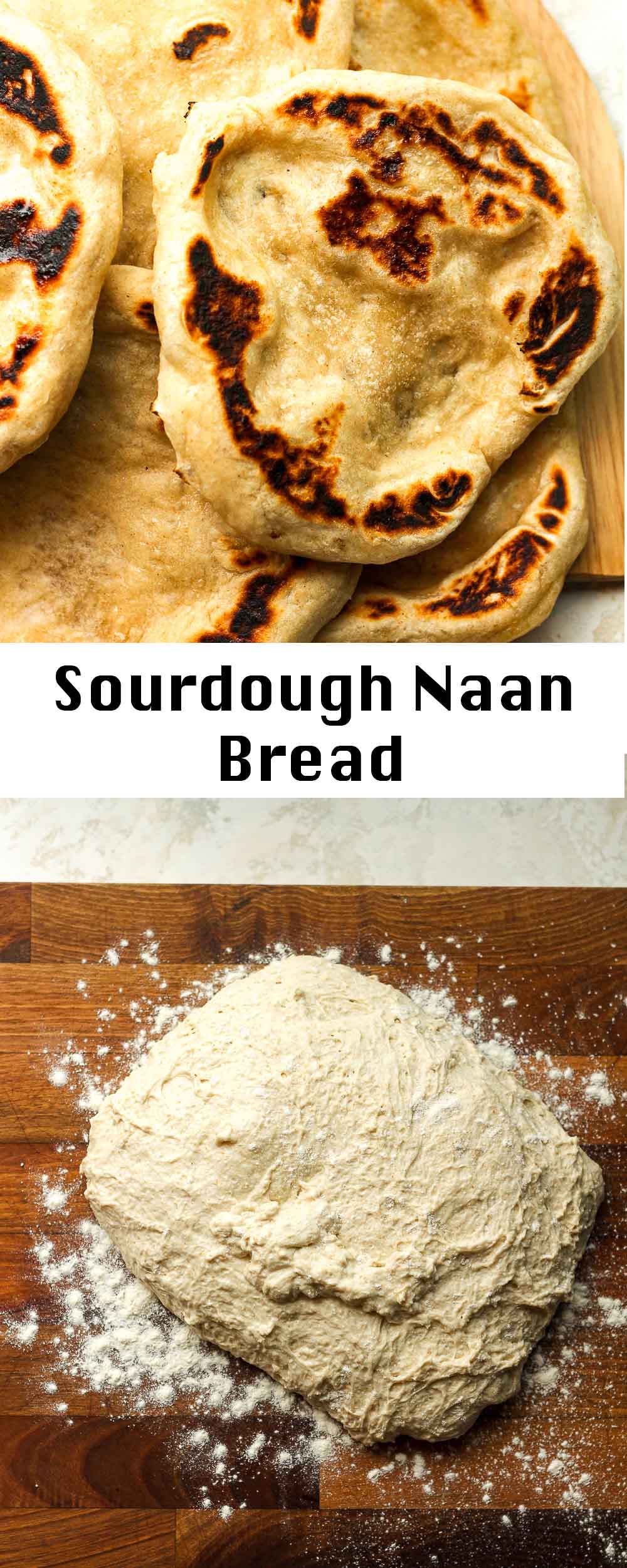 A collage of sourdough naan bread.