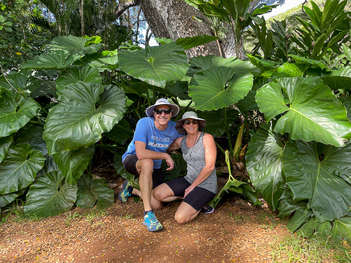 Mike and I by a bunch of elephant ears in Oahu.