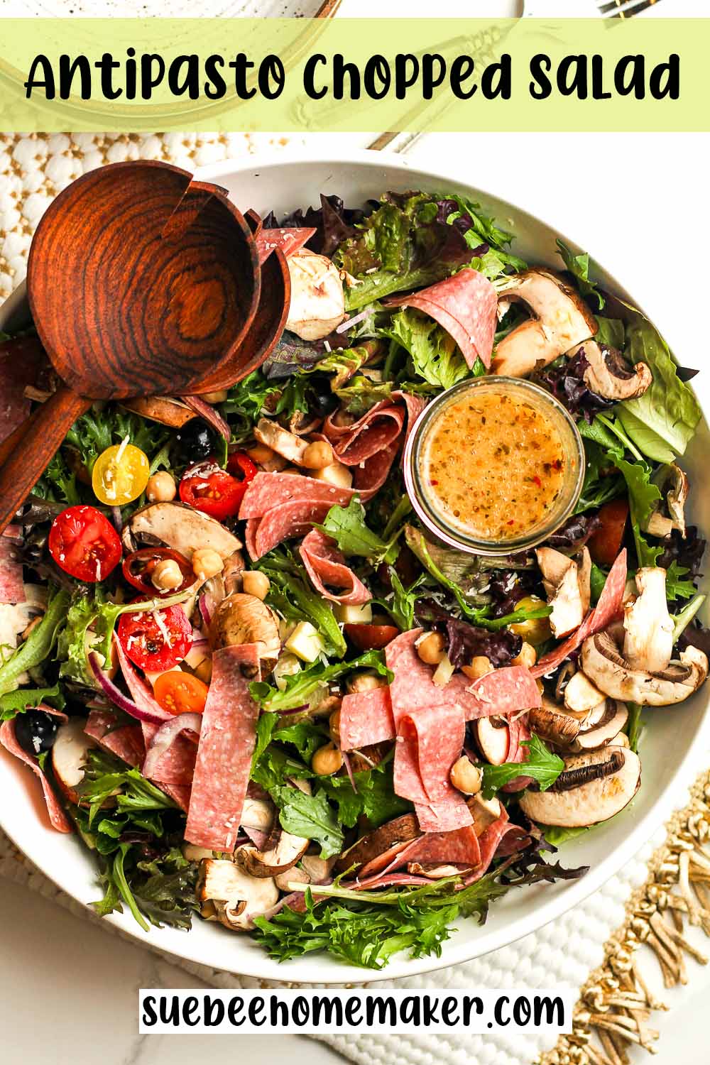 A large bowl of an antipasto chopped salad.
