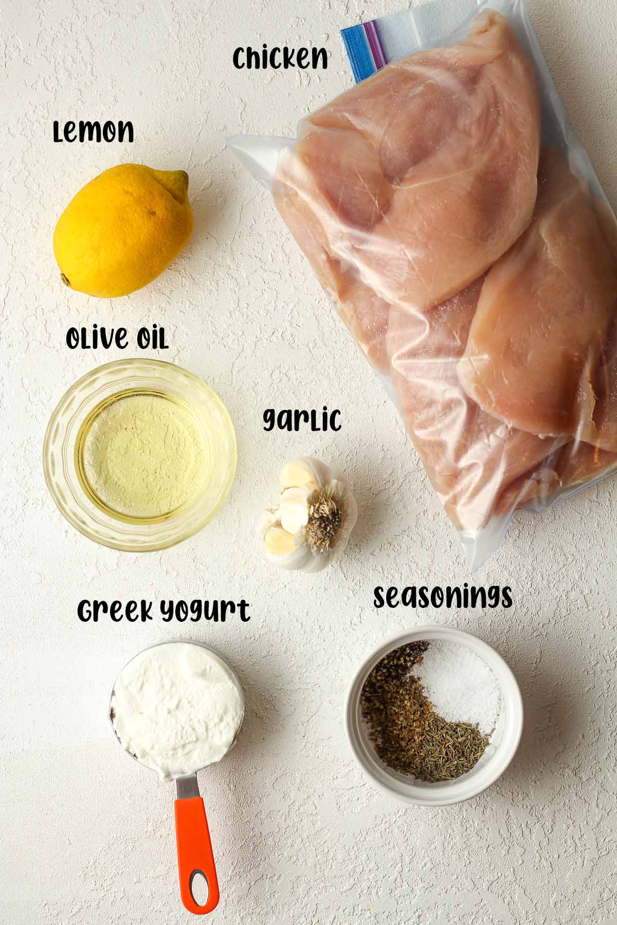 The ingredients for the Greek chicken.