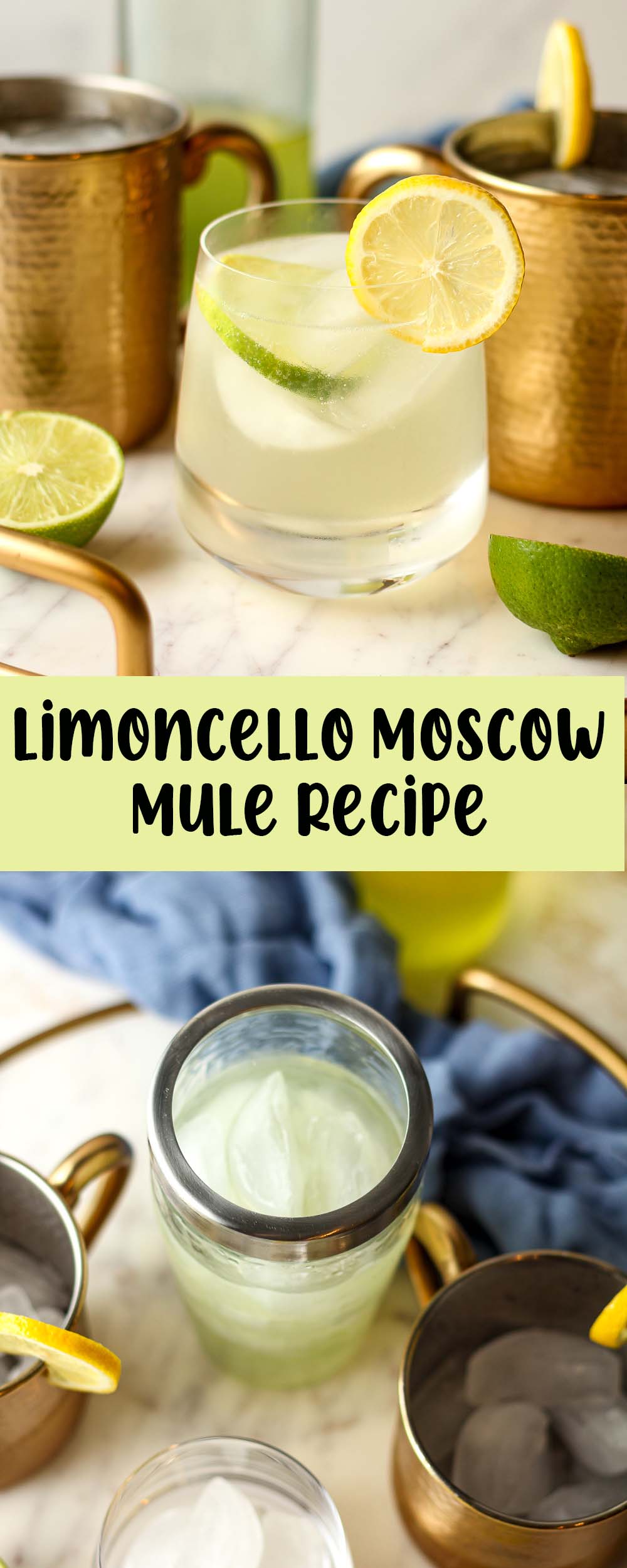 A collage of photos for our limoncello Moscow mule recipe.