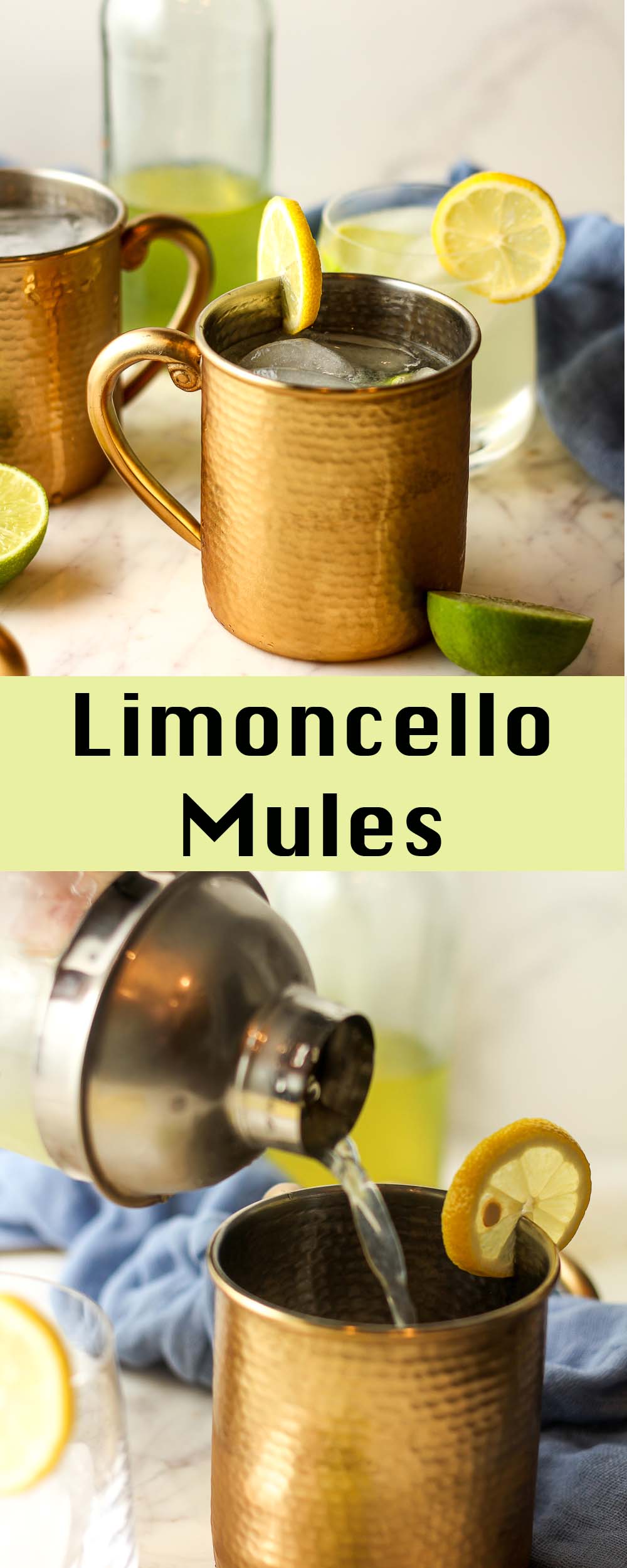 A collage of photos for limoncello mules.