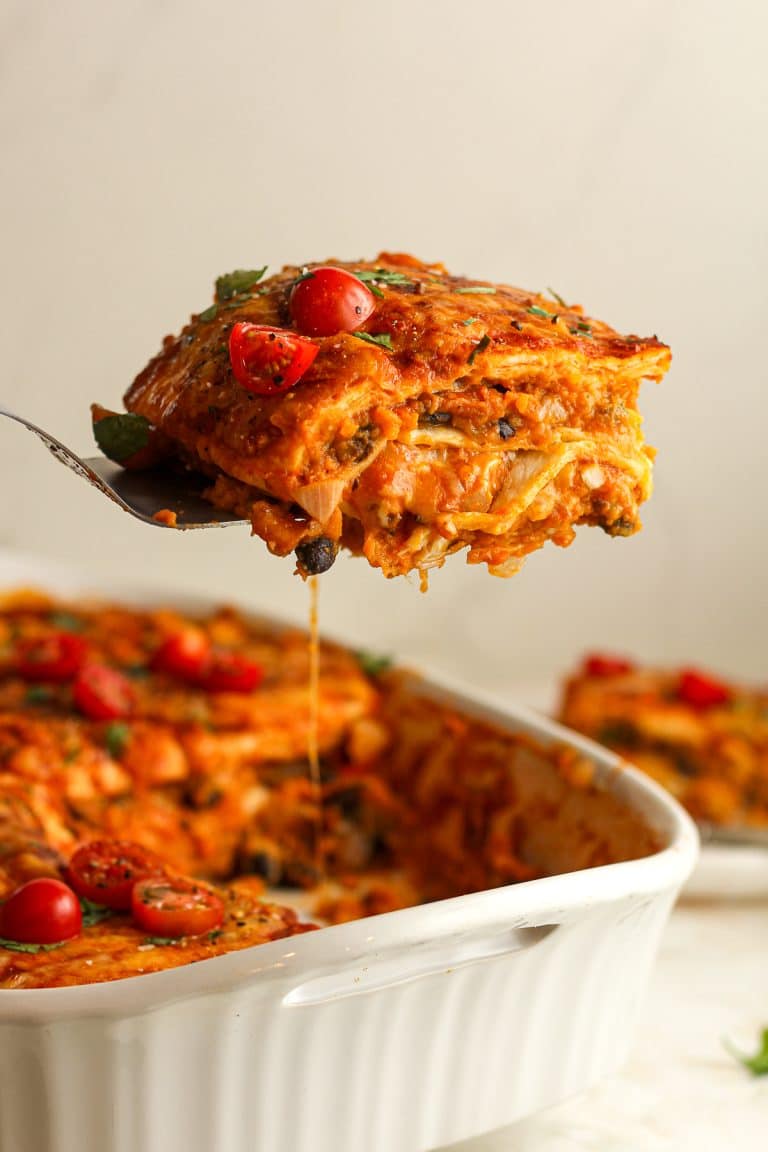 Meatless Enchilada Casserole with Sweet Potatoes and Beans - SueBee ...