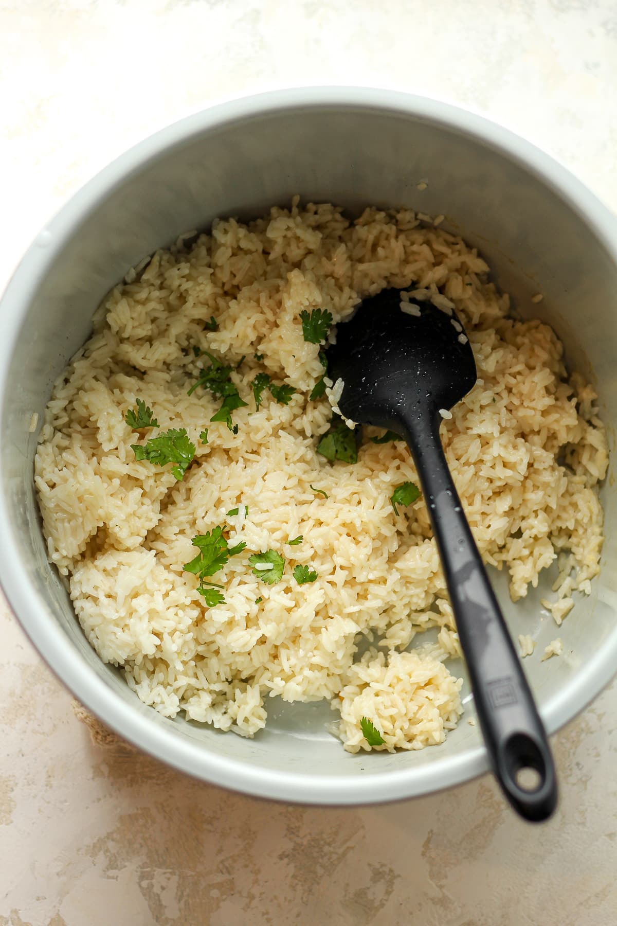 An instant pot of cilantro lime rice.