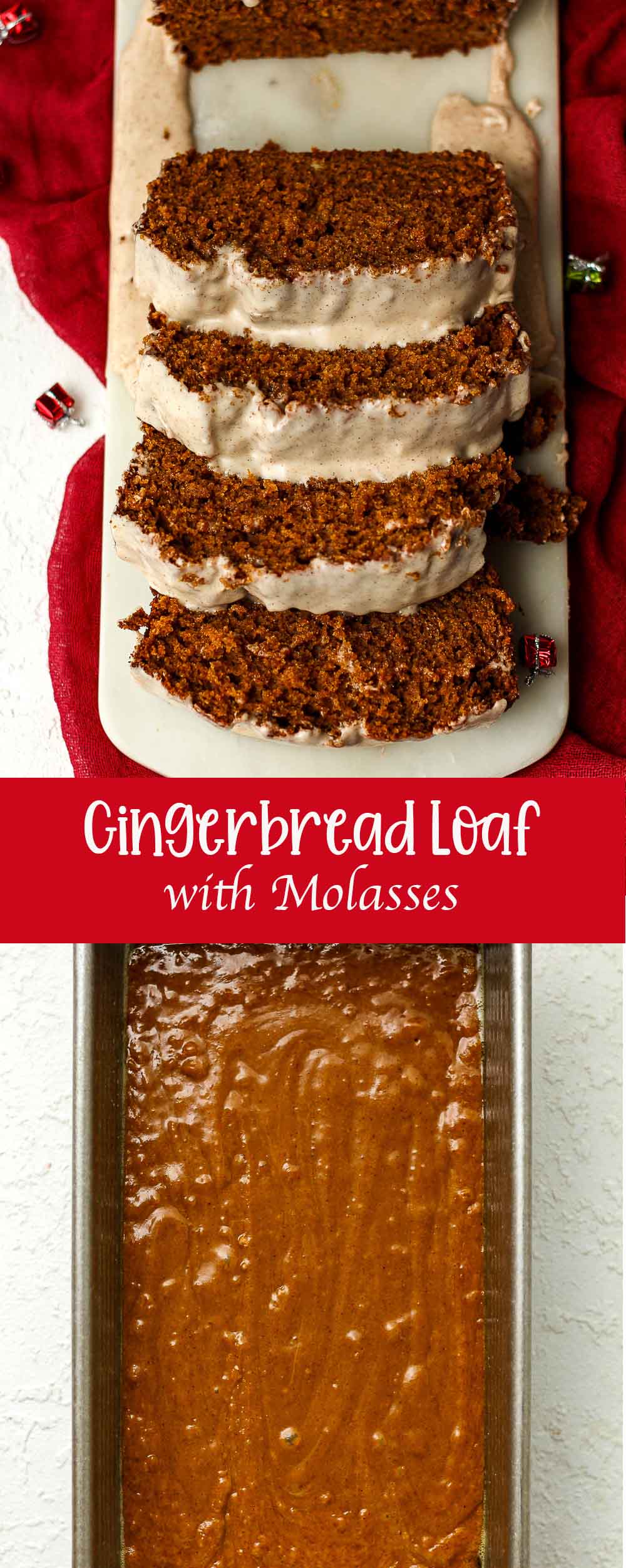 A collage of photos for Gingerbread Loaf with Molasses