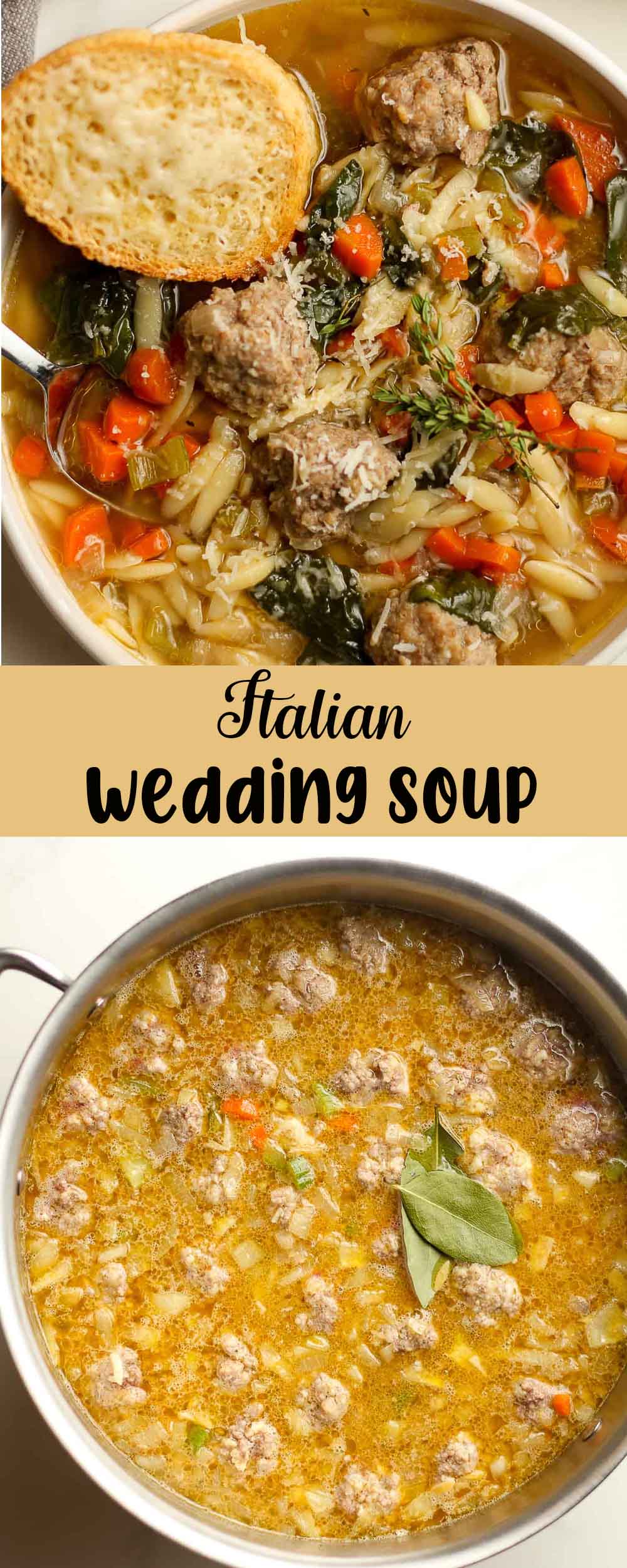 Two photos of Italian Wedding Soup.