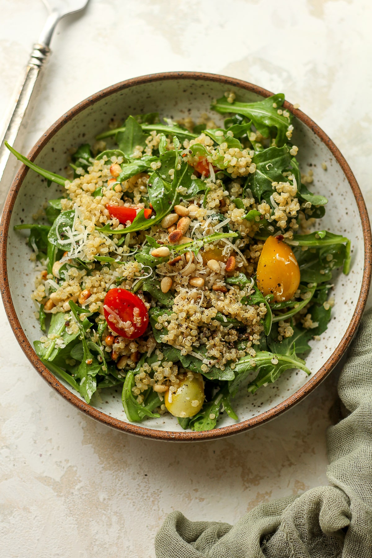 A serving bowl of the salad.