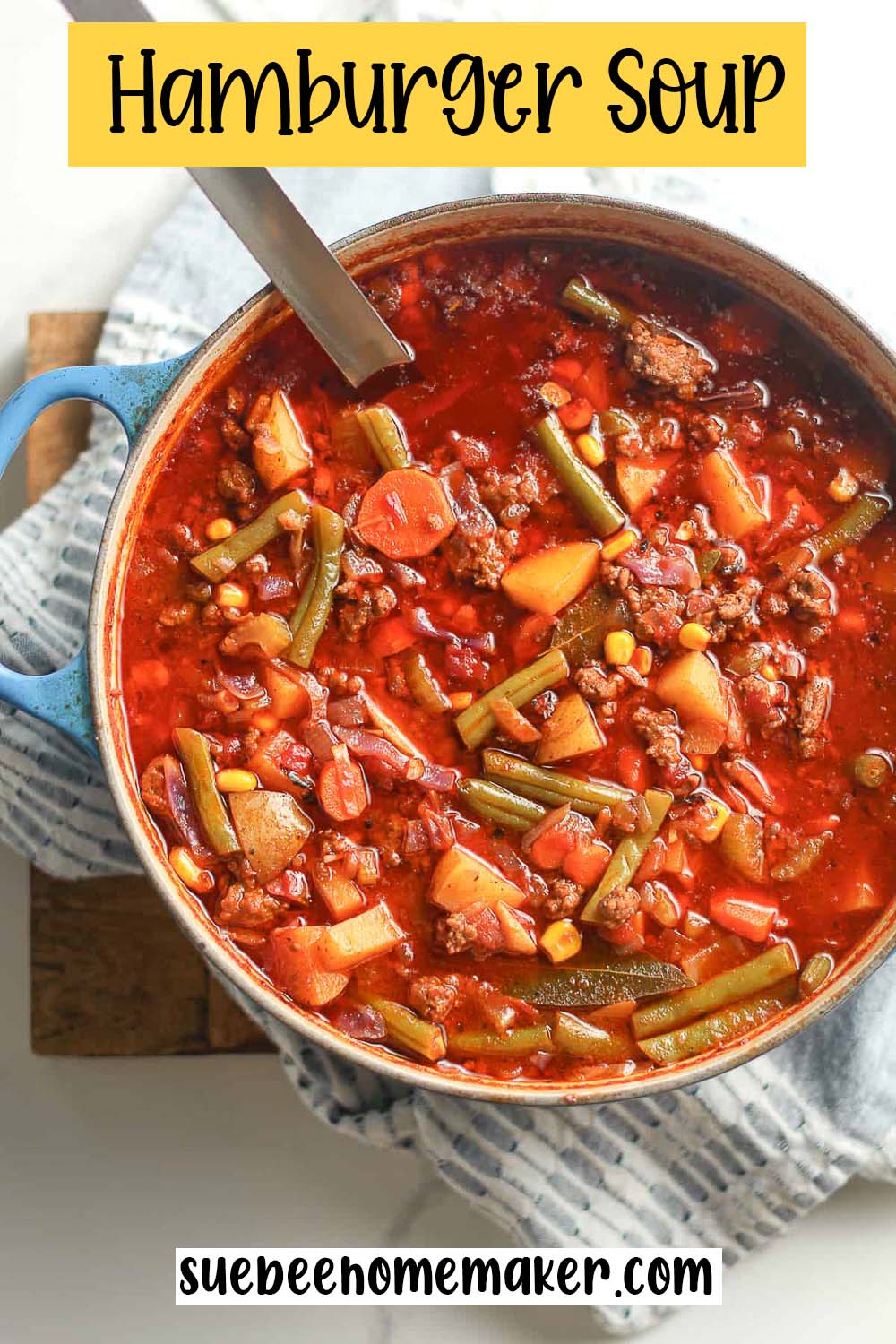 A large pot of hamburger soup.