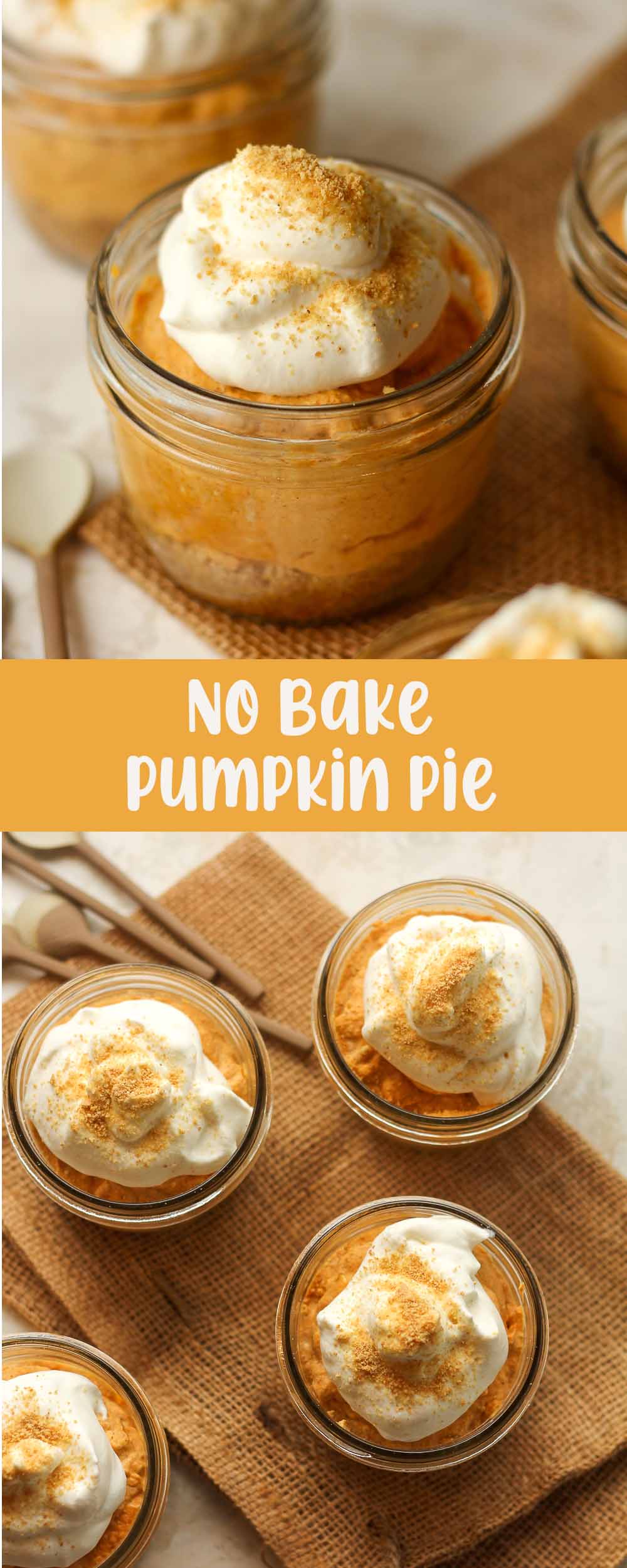 Two photos of No Bake Pumpkin Pie.