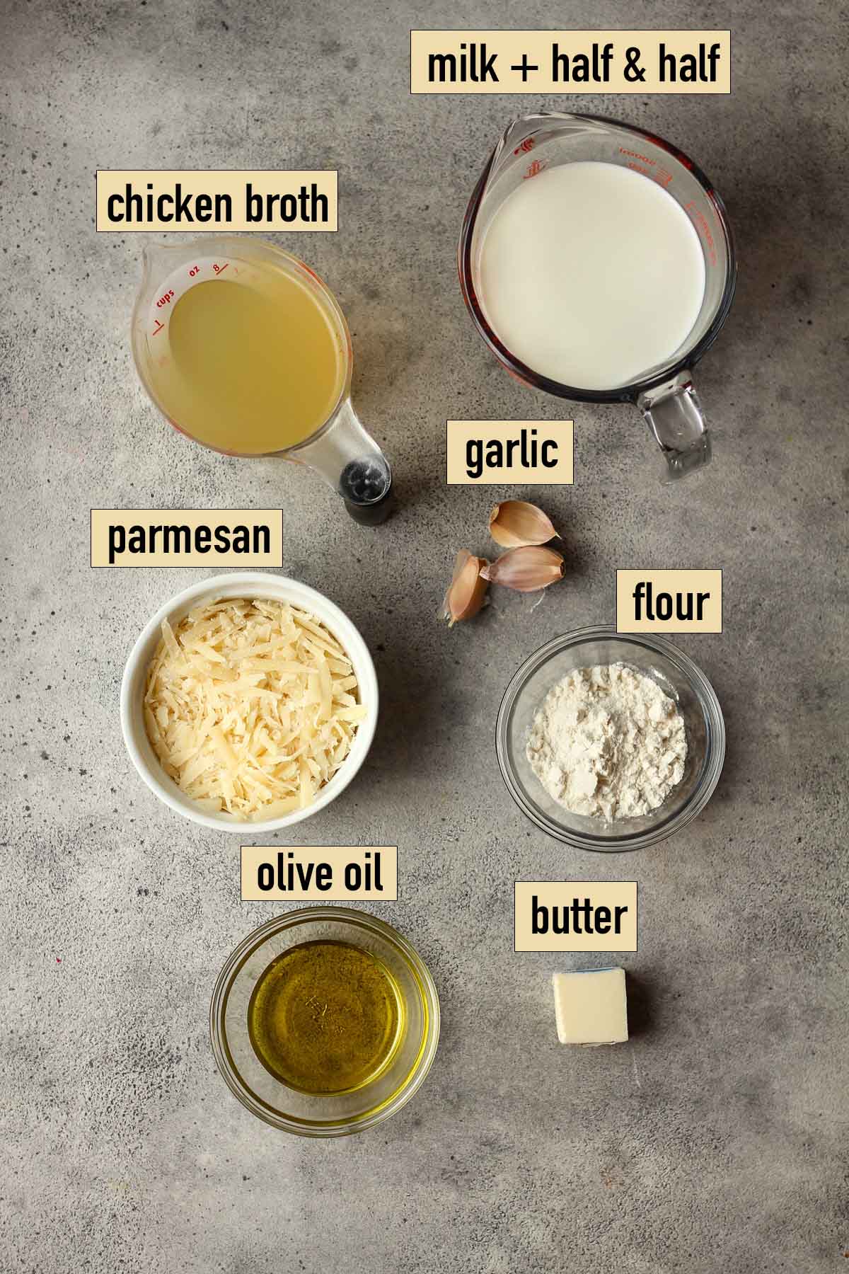 Ingredients for the Alfredo sauce.