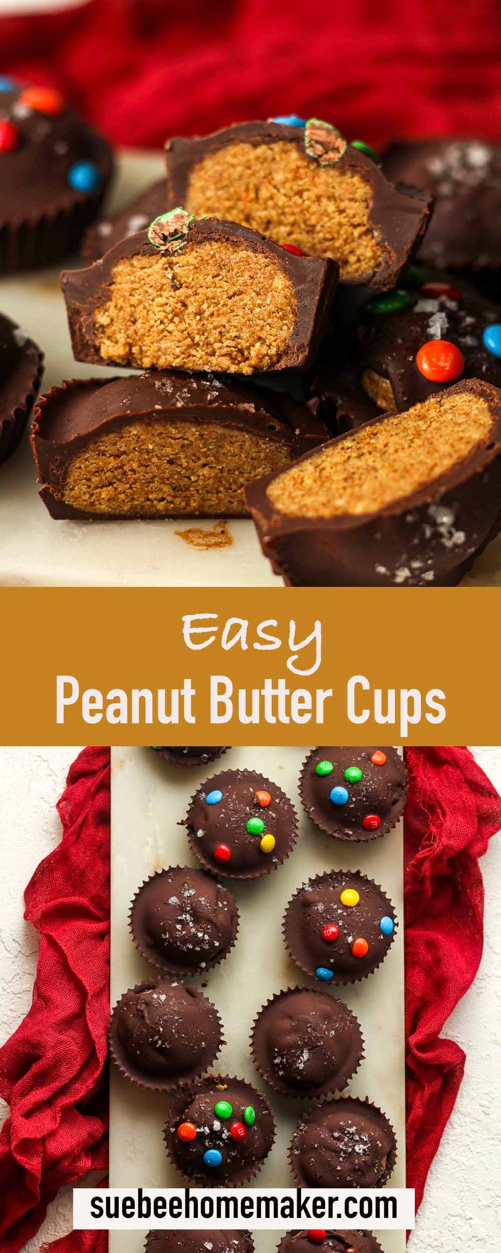 Two photos of easy peanut butter cups.